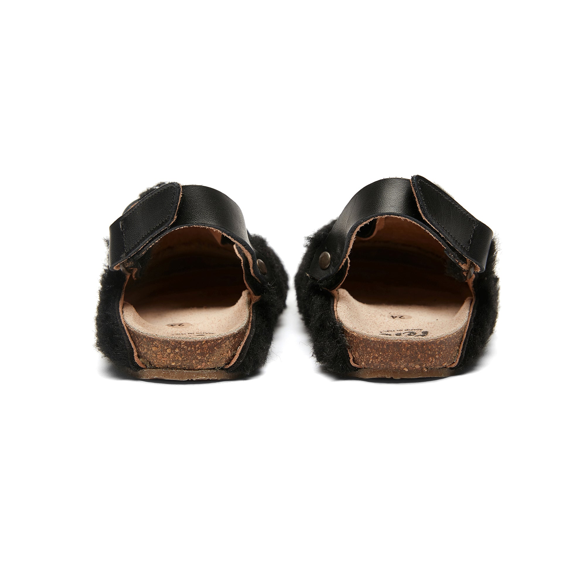 Boys & Girls Black Slippers With Ankle Strap