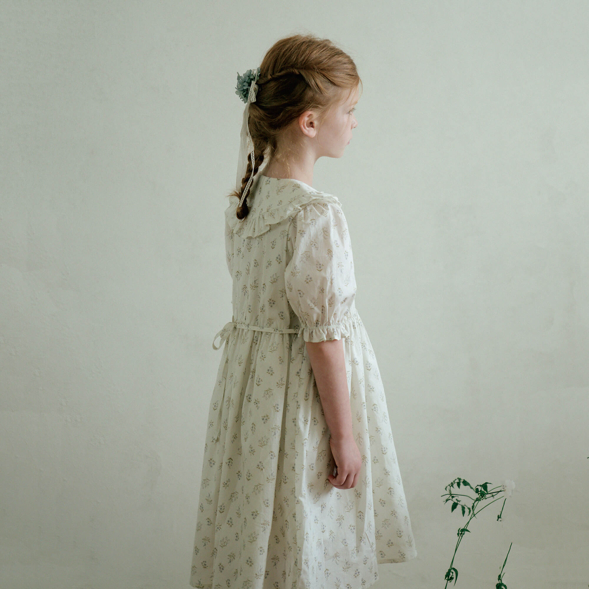 Girls Blue Floral Cotton Dress