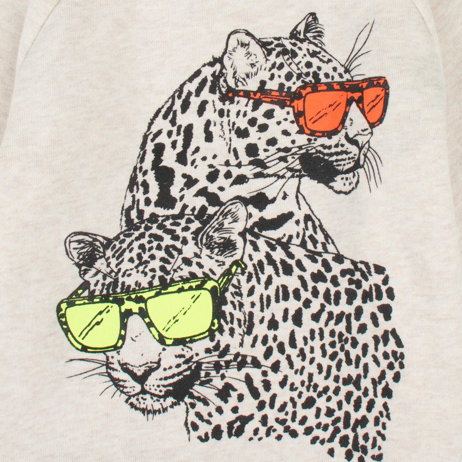 Billy Baby Grey Cotton Jersey Sweatshirt With Leopard Trims - CÉMAROSE | Children's Fashion Store - 3