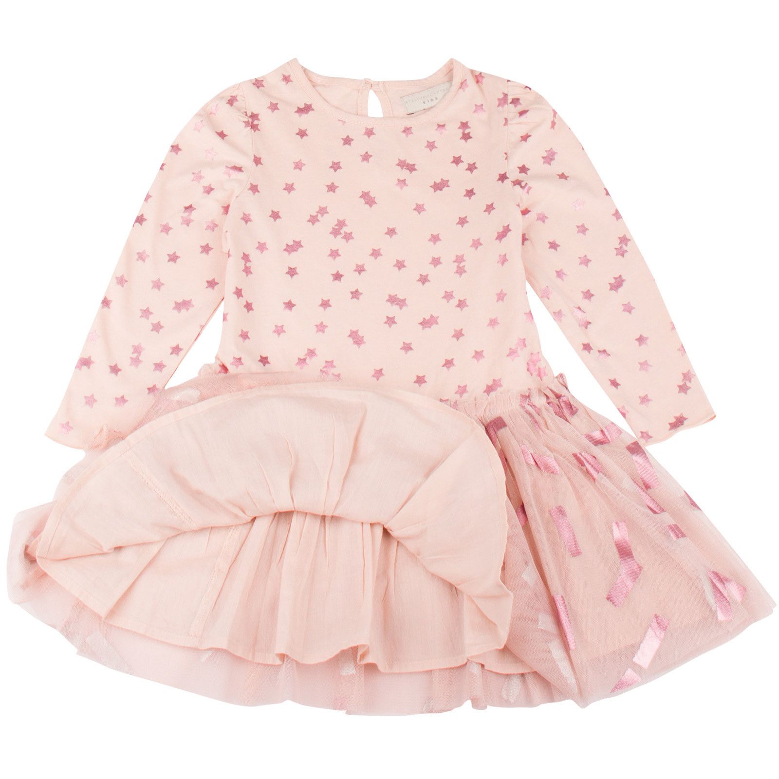 Primrose Baby Pink Cotton Jersey&Tulle Long Sleeve Dress - CÉMAROSE | Children's Fashion Store - 3