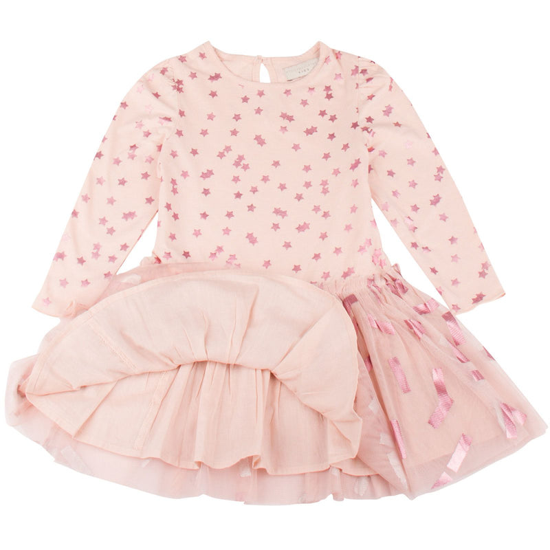 Primrose Girls Pink Cotton Jersey&Tulle Long Sleeve Dress - CÉMAROSE | Children's Fashion Store - 3