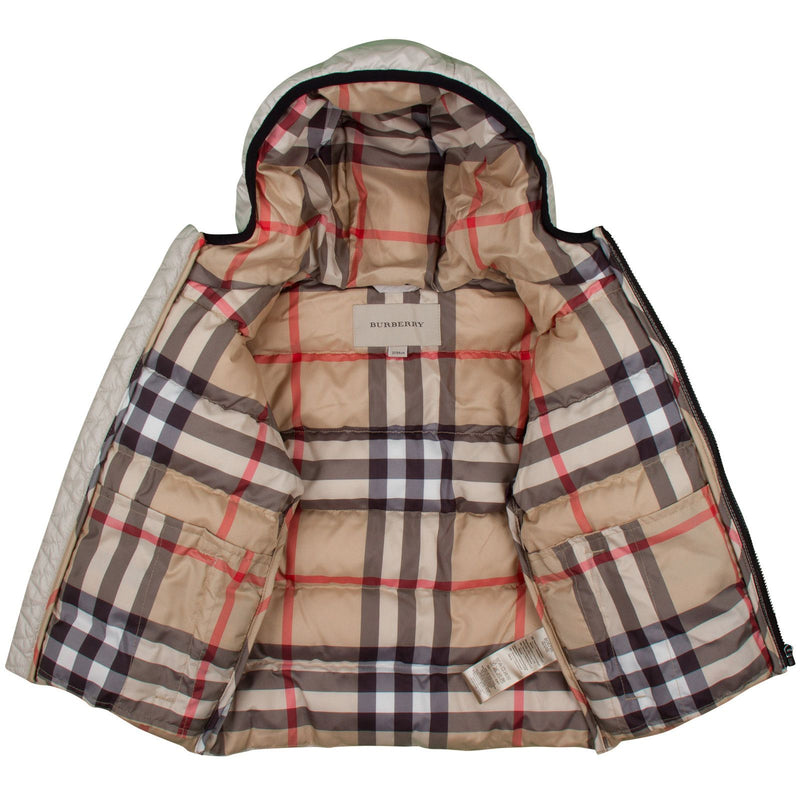 Boys Olive Green Classic Puffer Jacket  With Beige Check Hood - CÉMAROSE | Children's Fashion Store - 3