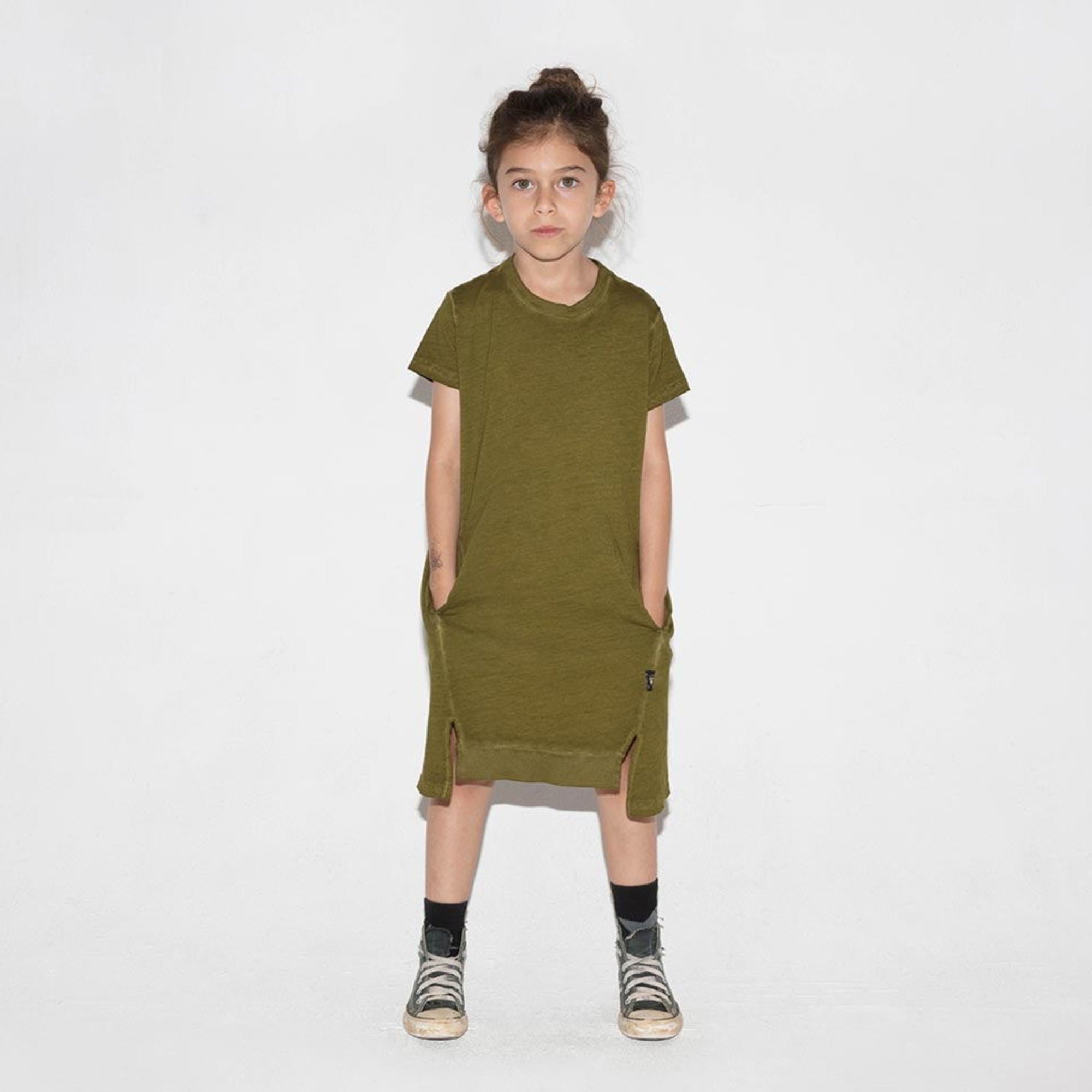 Girls Rusty Green Cotton Dress