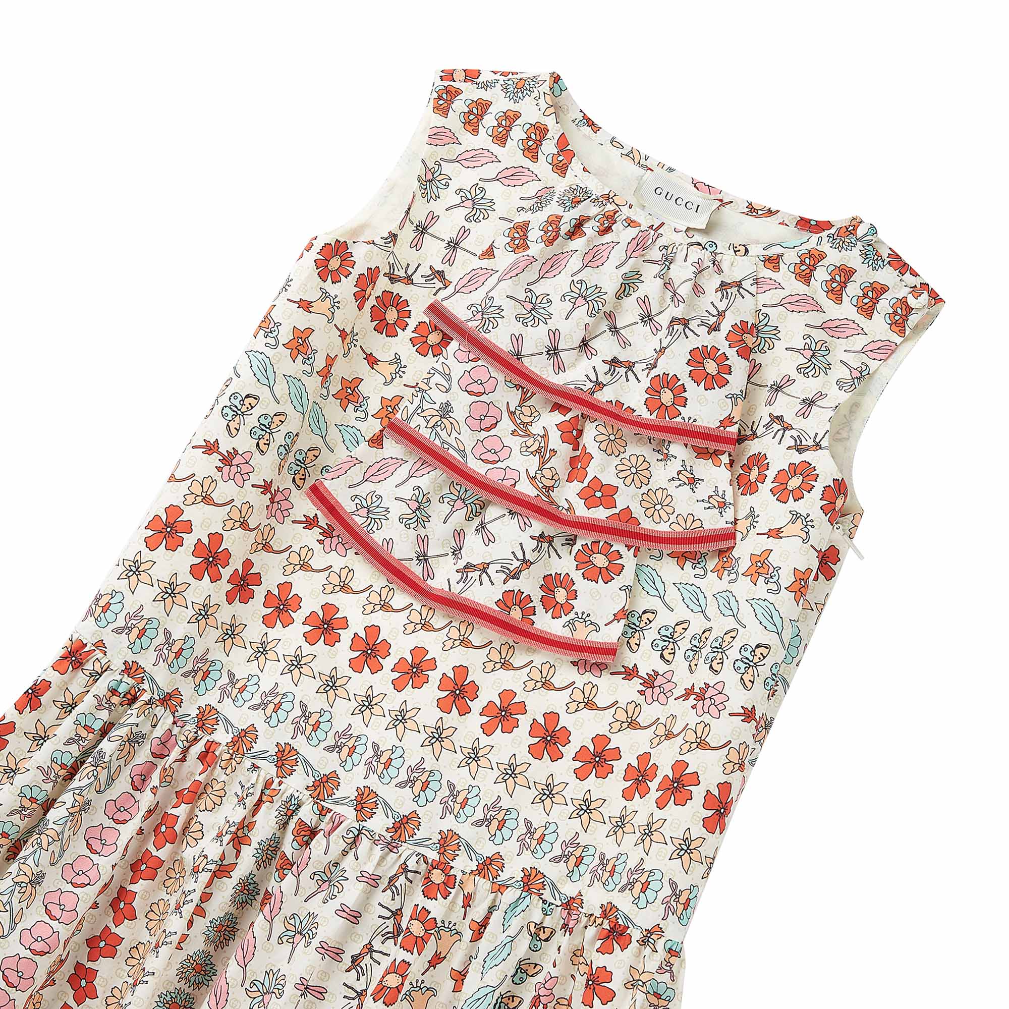Girls Pink & Red Floral Cotton Dress