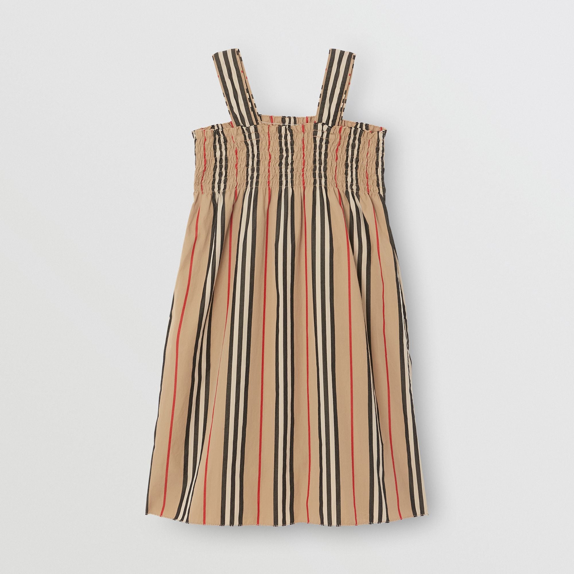Girls Archive Beige Stripes Cotton Dress