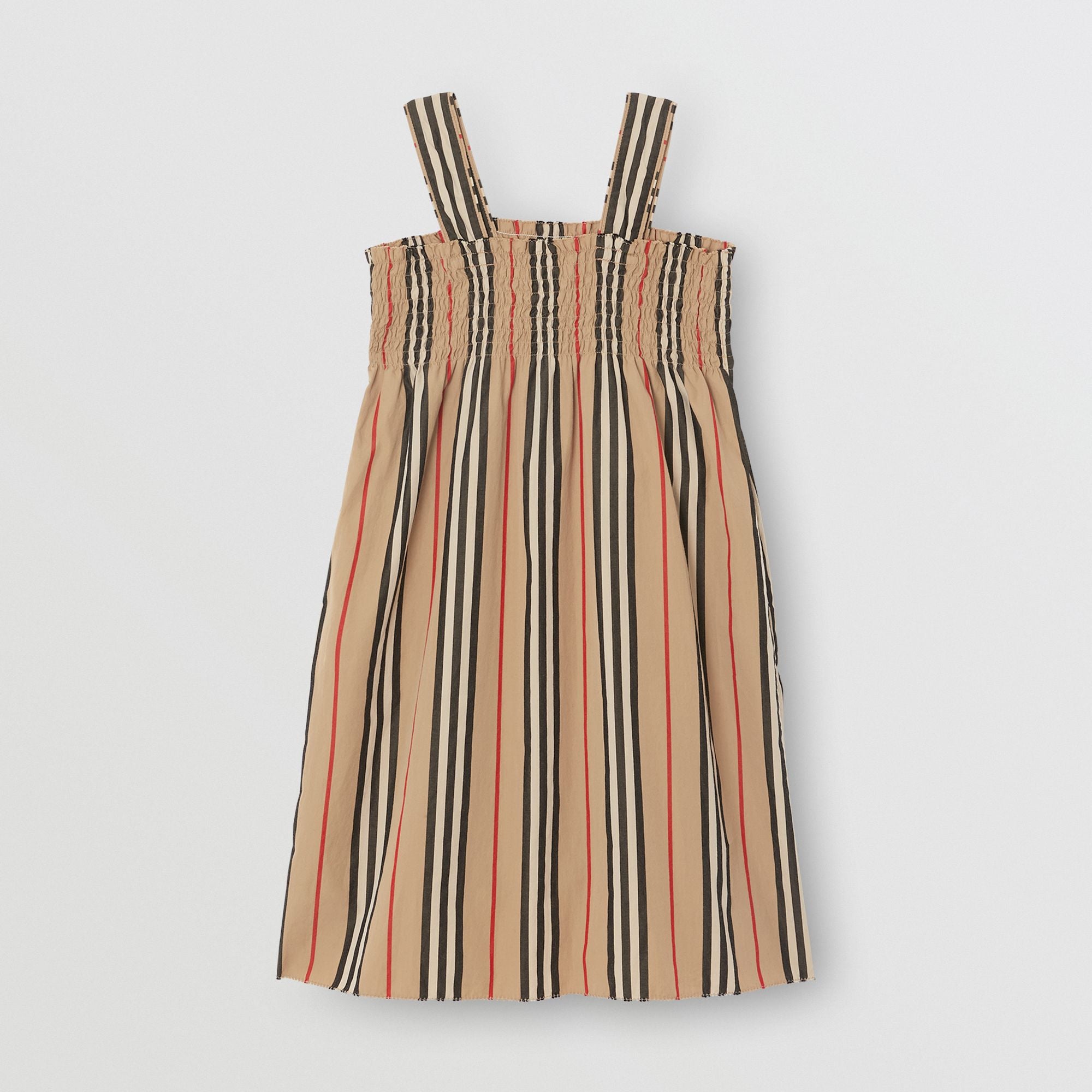 Girls Archive Beige Stripes Cotton Dress