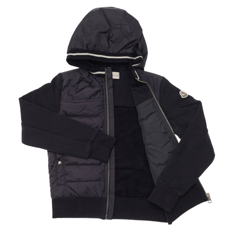 Girls Navy Blue Knitted Hooded Cardigan - CÉMAROSE | Children's Fashion Store - 1