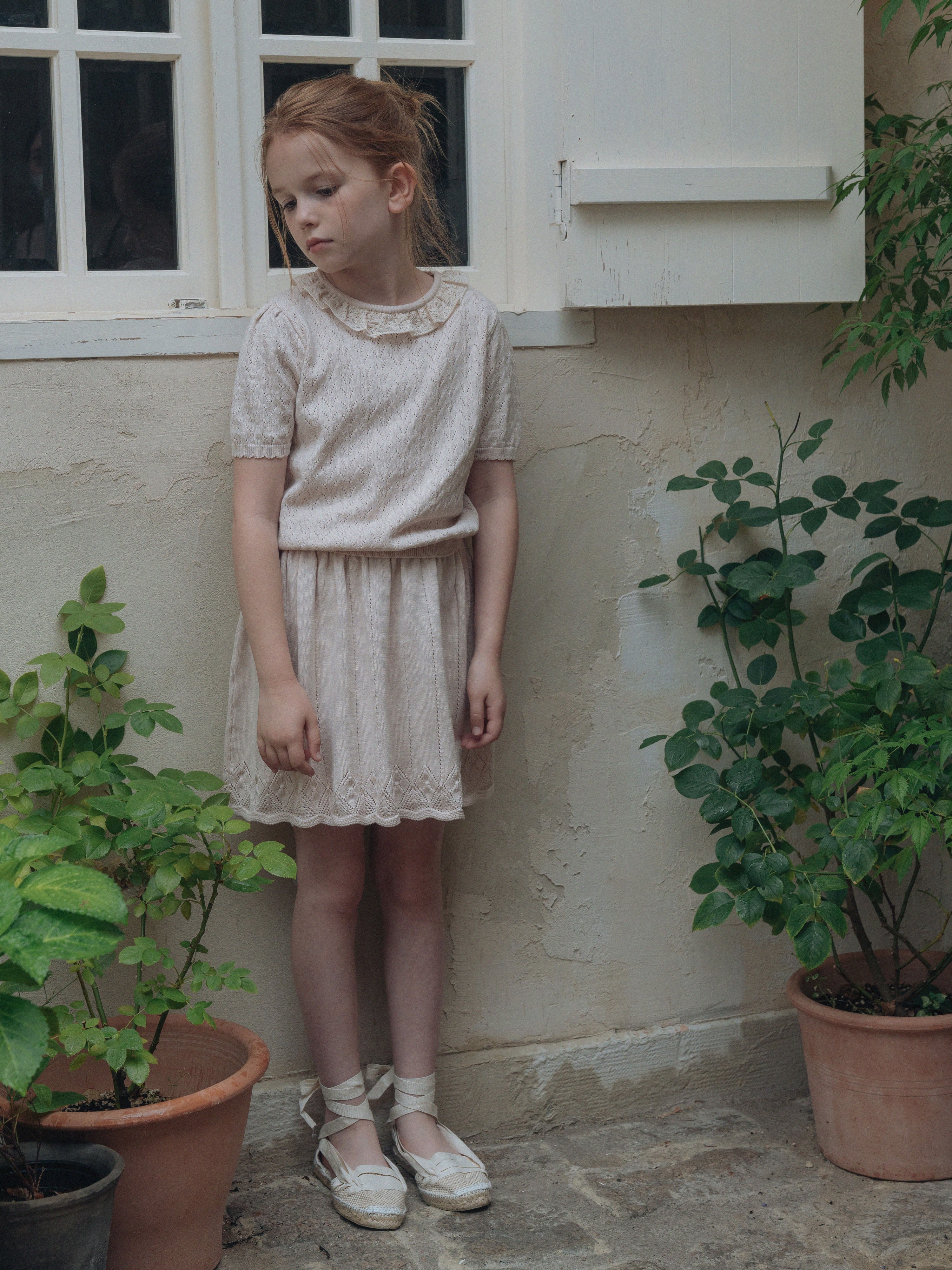 Girls Beige Pink Sweater