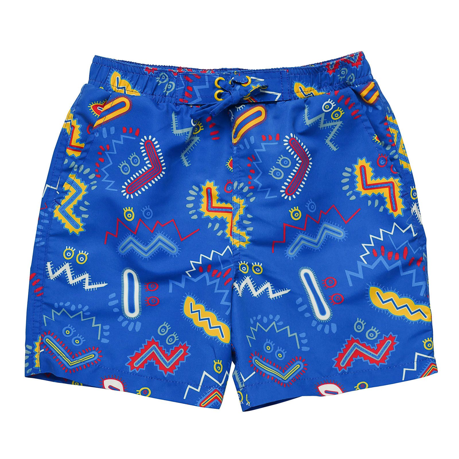 Boys Bright Blue Zig Zag Printed Swimwear Shorts - CÉMAROSE | Children's Fashion Store