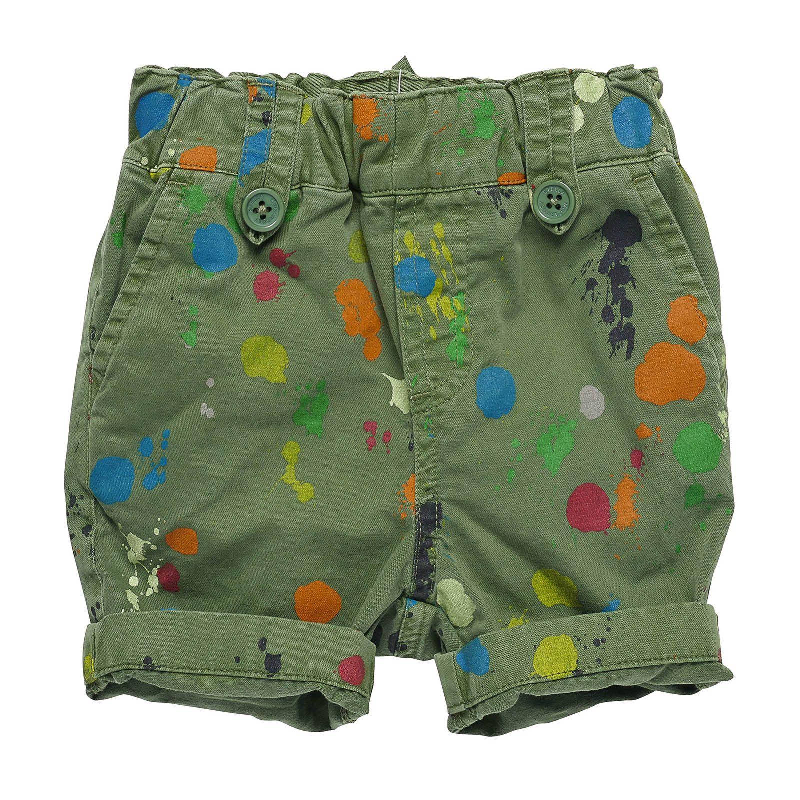 Baby Boys Green Cotton Spot Printed Shorts With Patch Pockets - CÉMAROSE | Children's Fashion Store