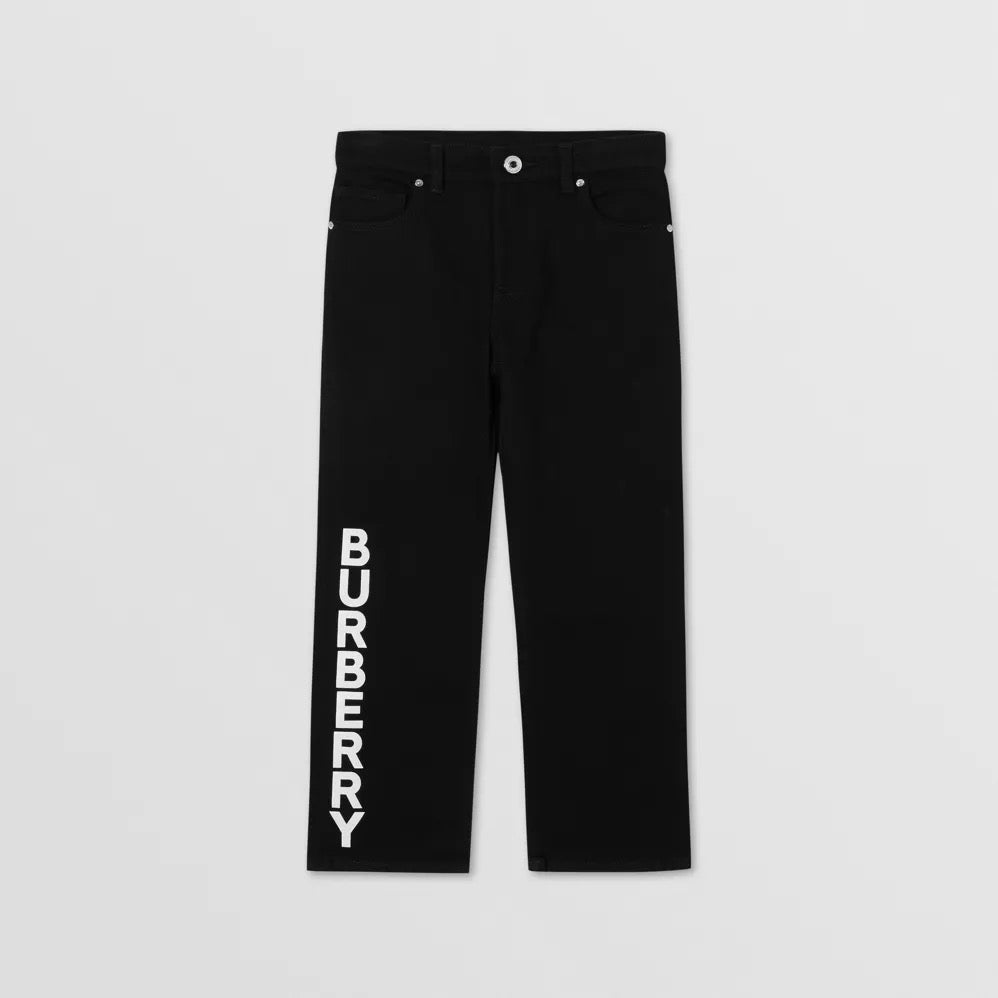 Boys Black Logo Cotton Trousers