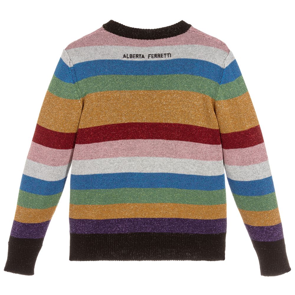Girls Glittery Stripes Sweater