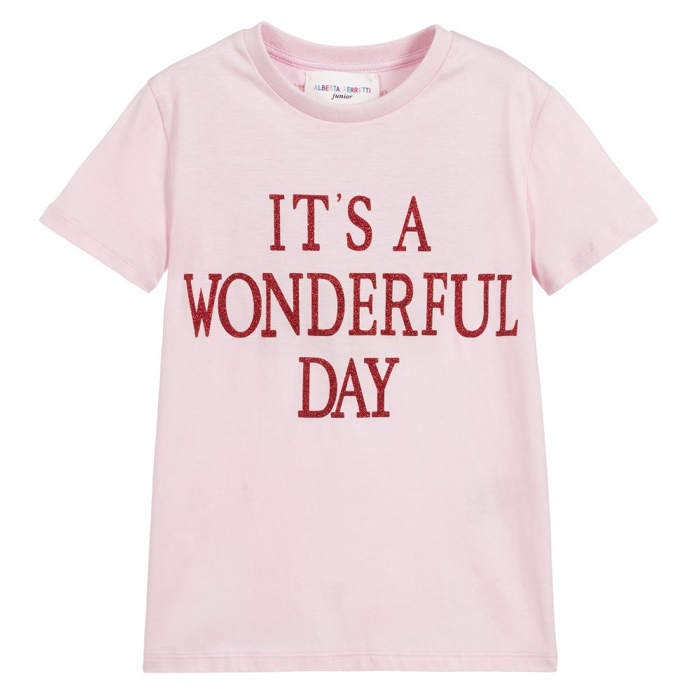 Girls Pink Logo Cotton T-shirt