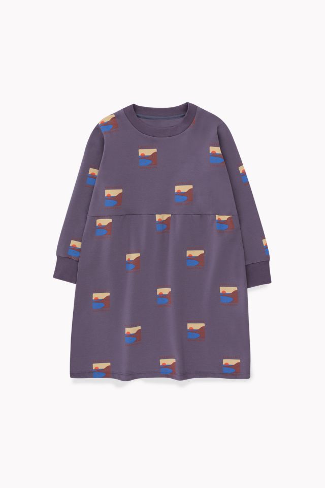 Girls Dark Lilac Cotton Dress