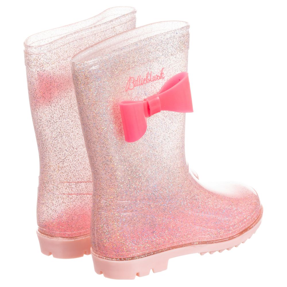 Girls Pink Glitter Rain Boots