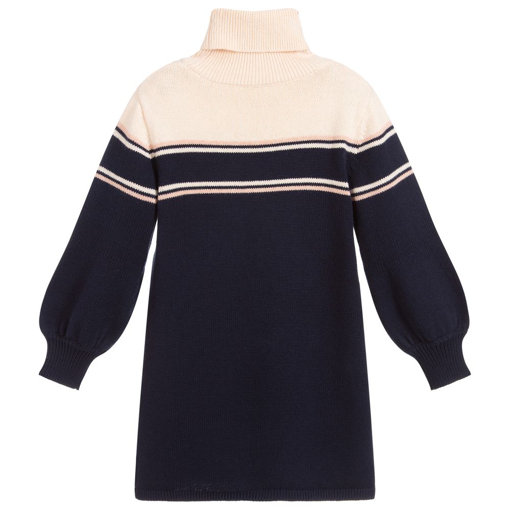 Girls Blue Logo Cotton Dress