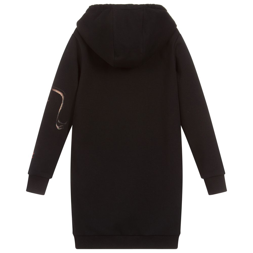 Girls Black Pattern Cotton Dress