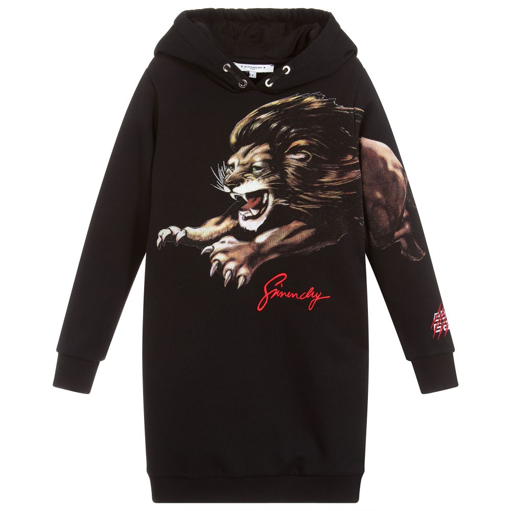 Girls Black Pattern Cotton Dress