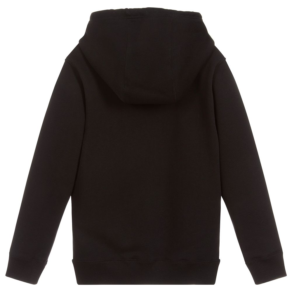 Boys Black Hooded Cotton Sweatshirt