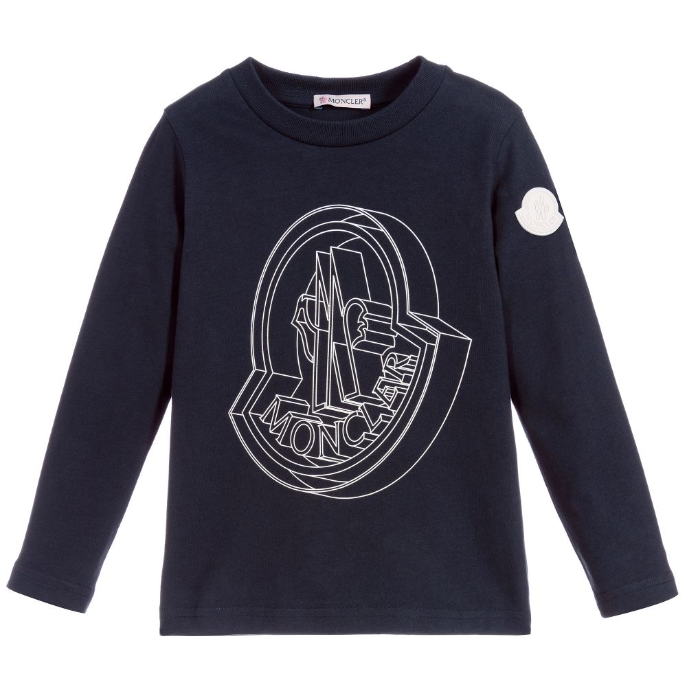 Boys Navy Logo Cotton Shirt