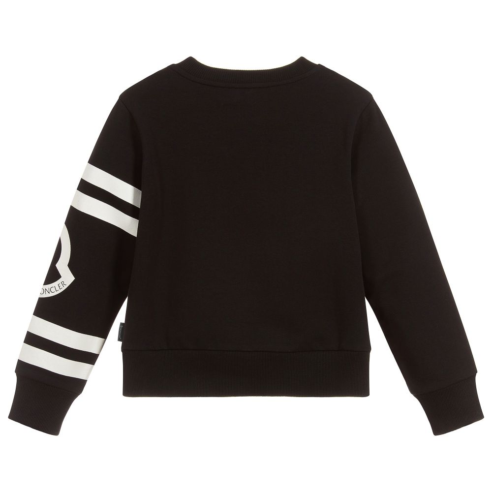 Girls Black Logo Cotton Sweatshirt