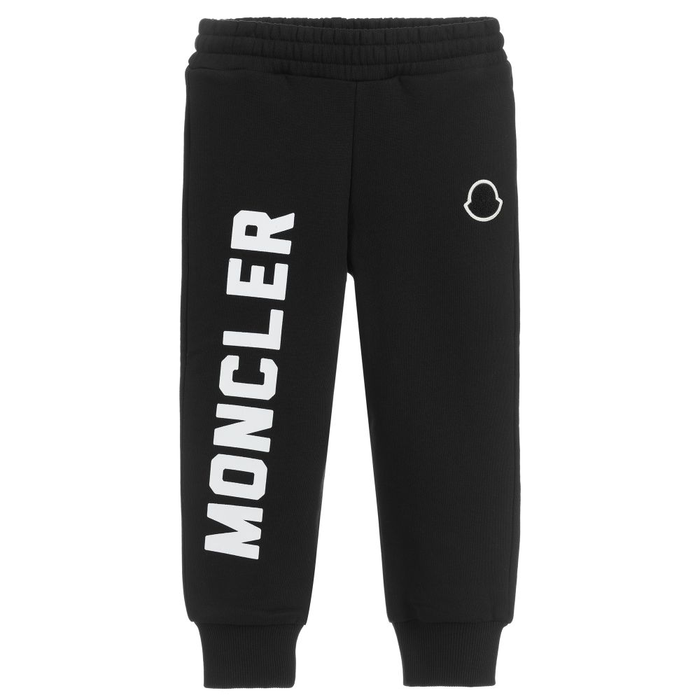 Boys Black Logo Cotton Trousers