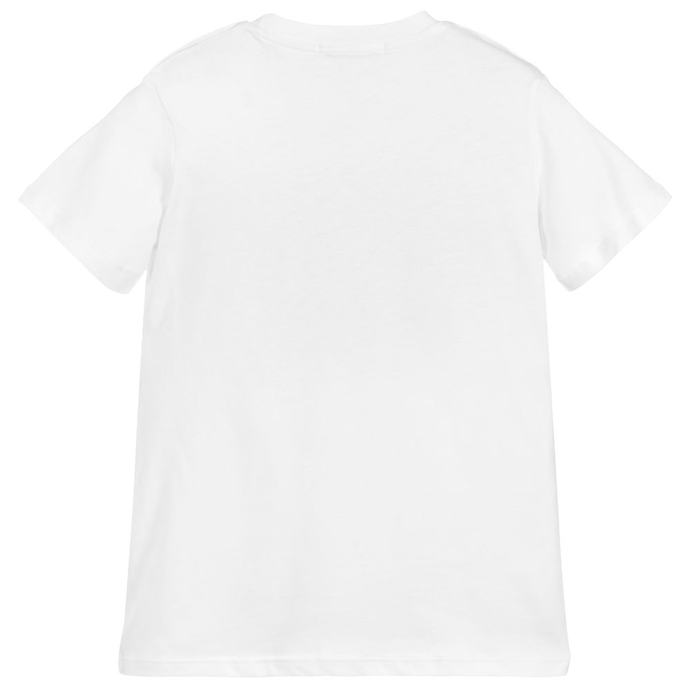 Girls White Logo Cotton T-shirt