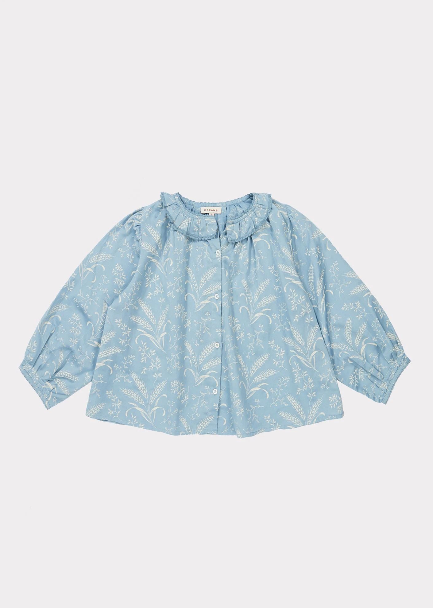 Baby Girls Blue Flower Printed Cotton Top