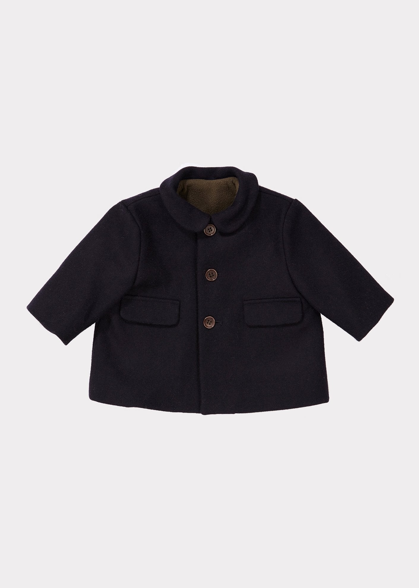 Baby Boys & Girls Navy Wool Coat