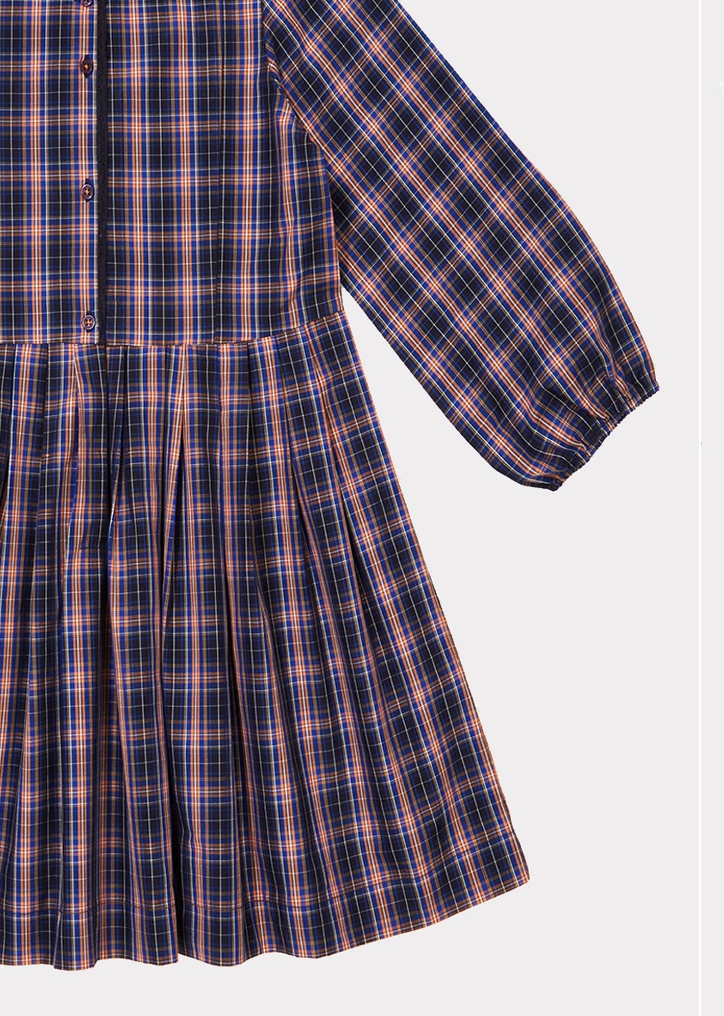 Girls Navy Check Cotton Dress