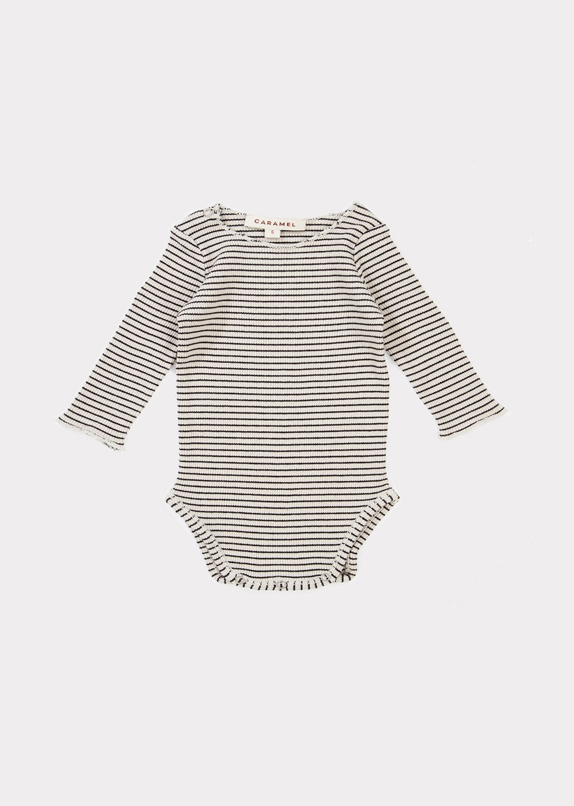 Baby Boys Beige Striped Cotton Babysuit