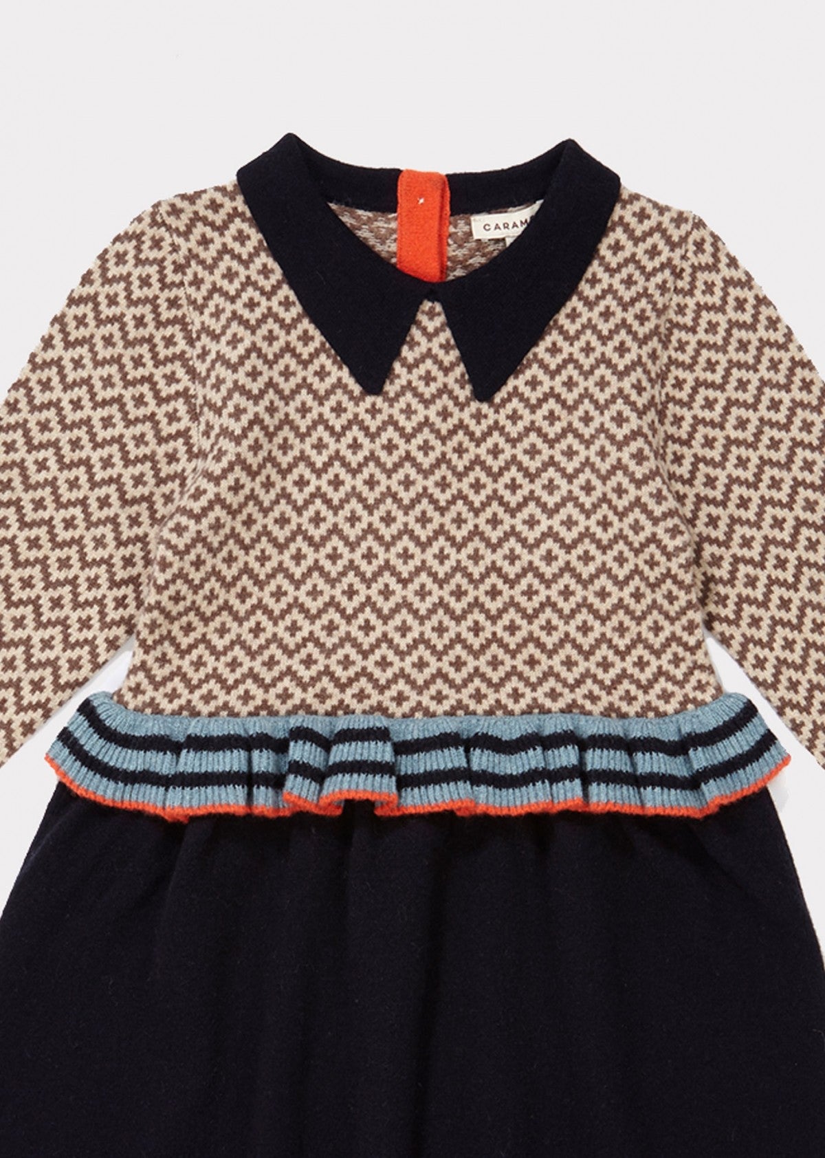 Girls Navy Waist Wool Dress