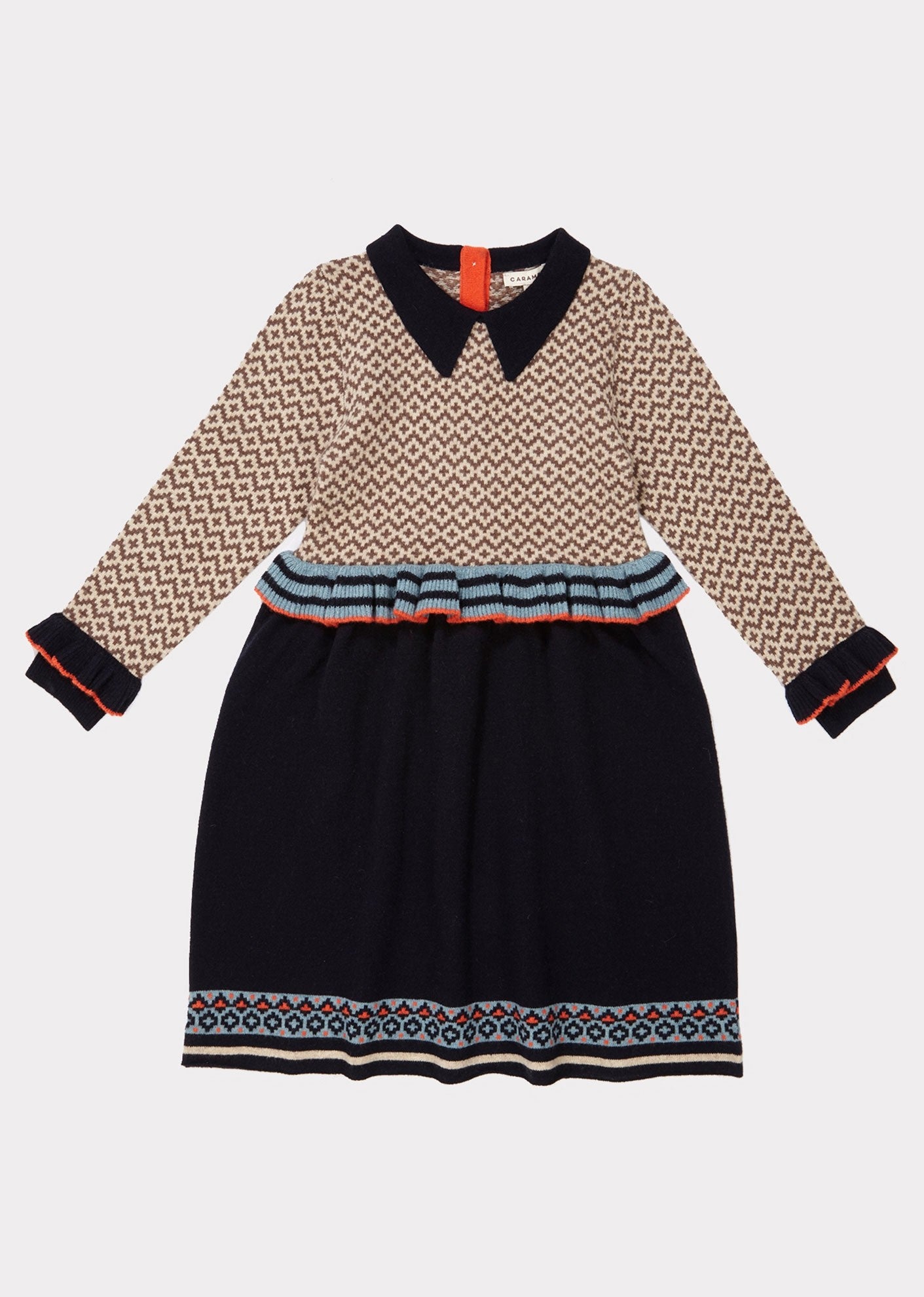 Girls Navy Waist Wool Dress