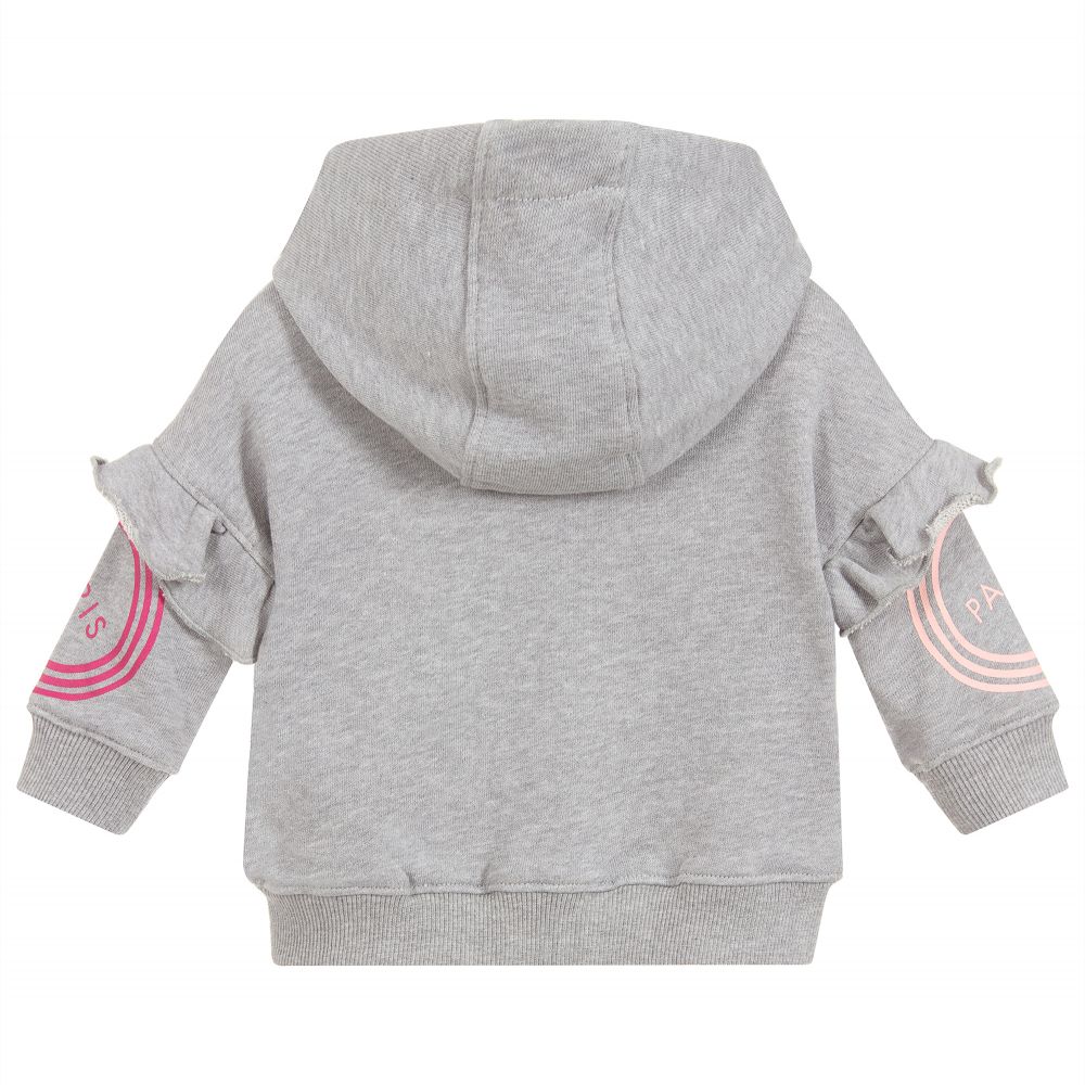 Baby Girls Grey Hooded Cotton Top