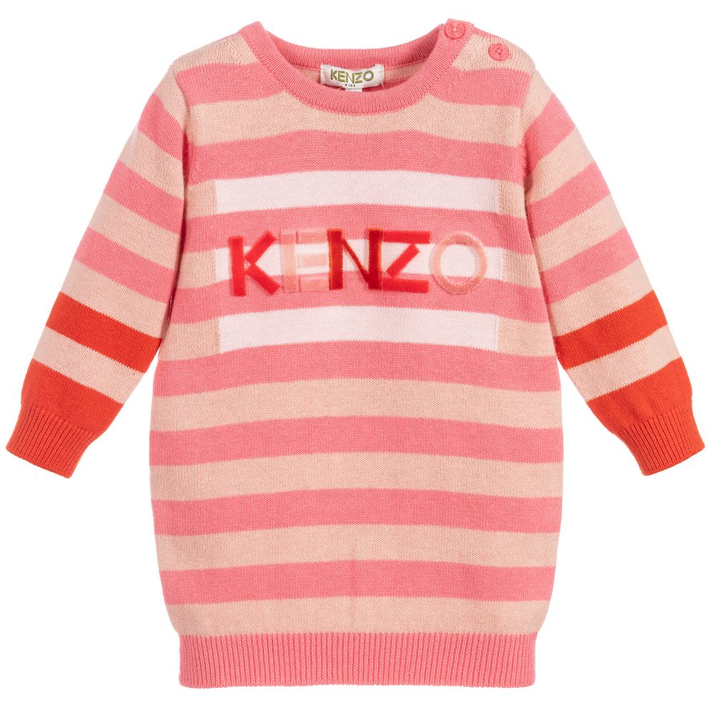 Baby Girls Pink Striped Knitted Dress