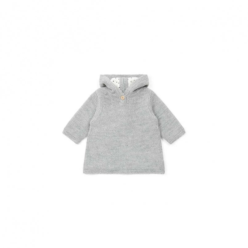 Baby Girls Grey Hooded Wool Sweater