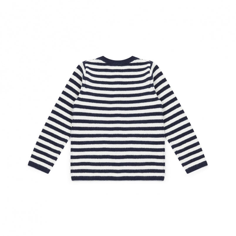 Girls Blue Striped Merinos Cardigan