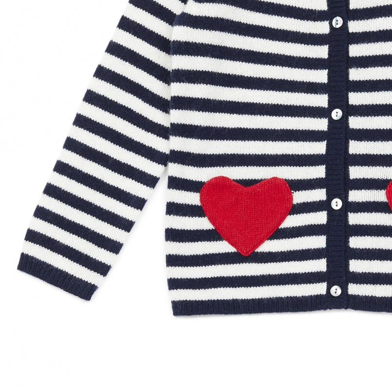 Girls Blue Striped Merinos Cardigan