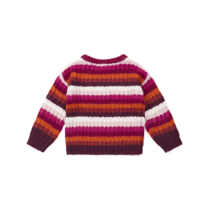 Girls Pink Striped Sweater