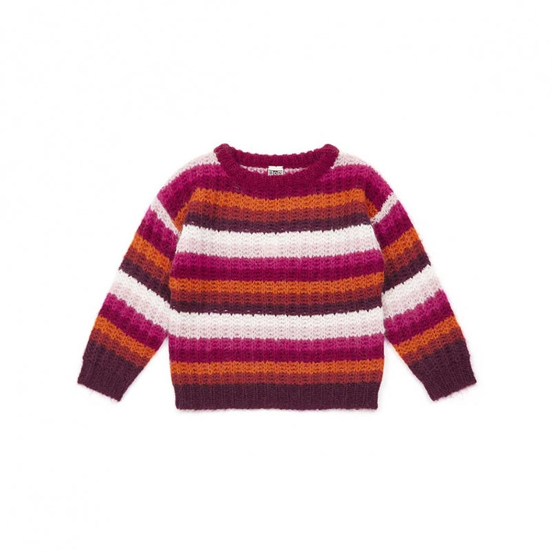 Girls Pink Striped Sweater
