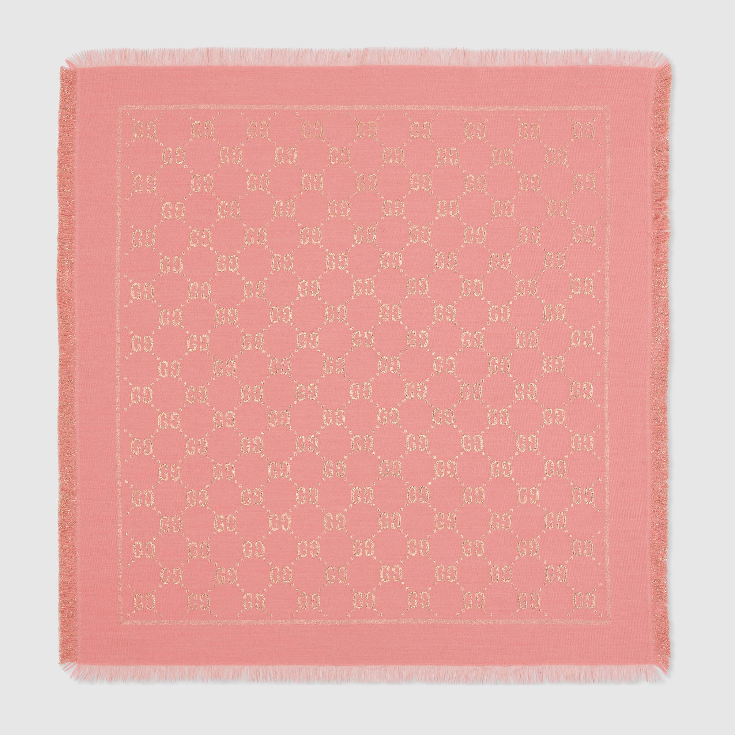 Girls Pink GG  Cotton Wool Shawl (31.5"W x 31.5"L)