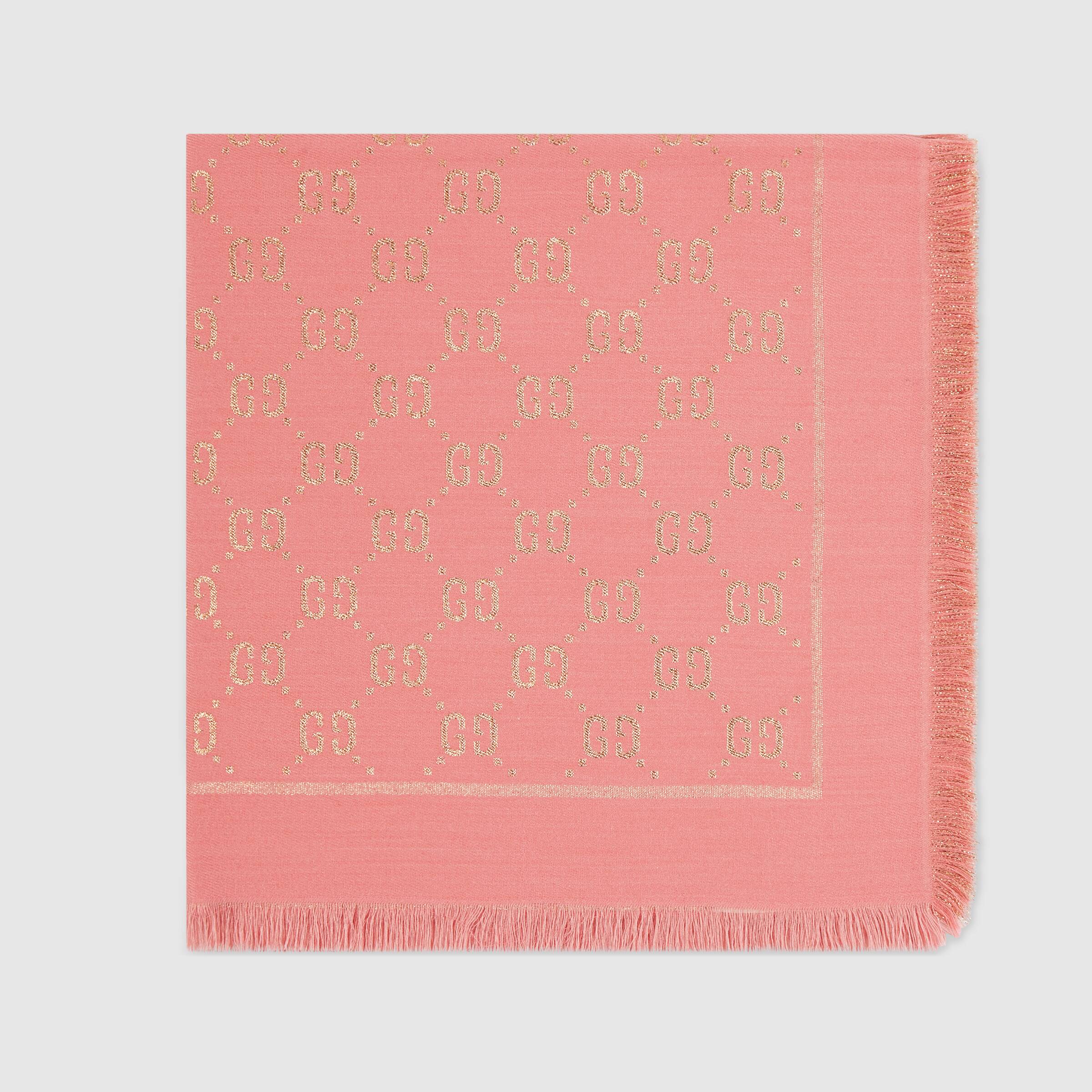 Girls Pink GG  Cotton Wool Shawl (31.5"W x 31.5"L)