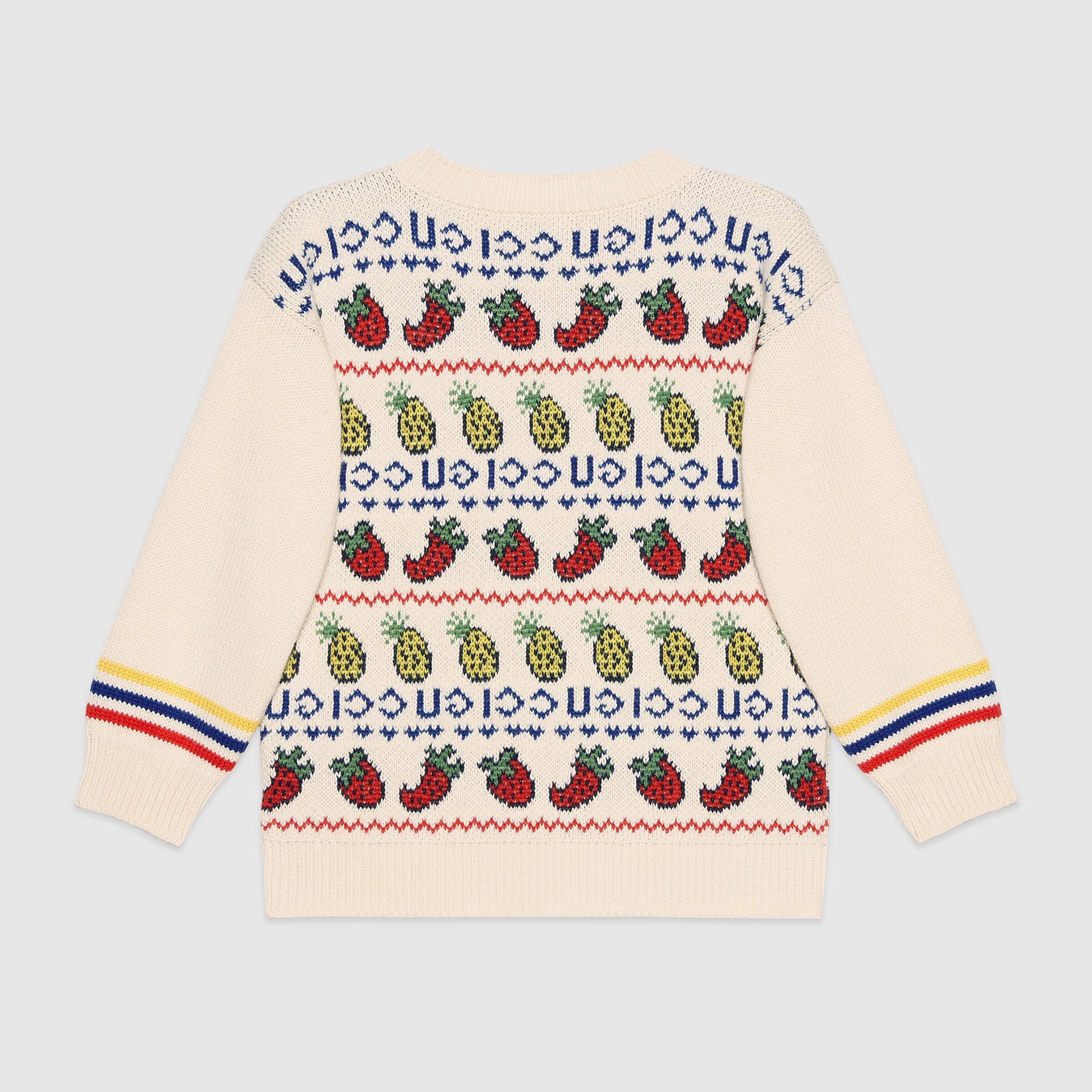 Girls White Pineapple And Strawberry Sweater