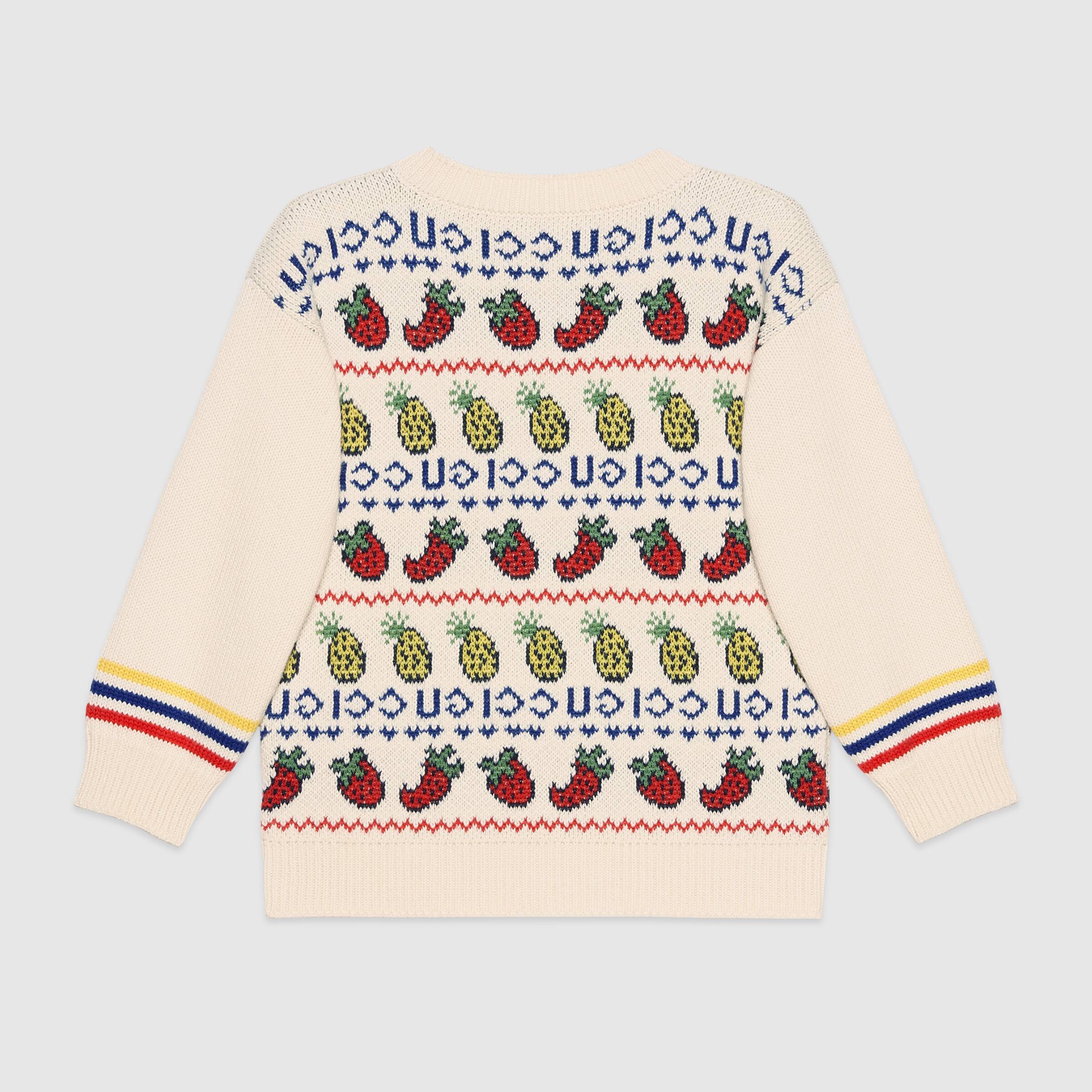 Girls White Pineapple And Strawberry Sweater
