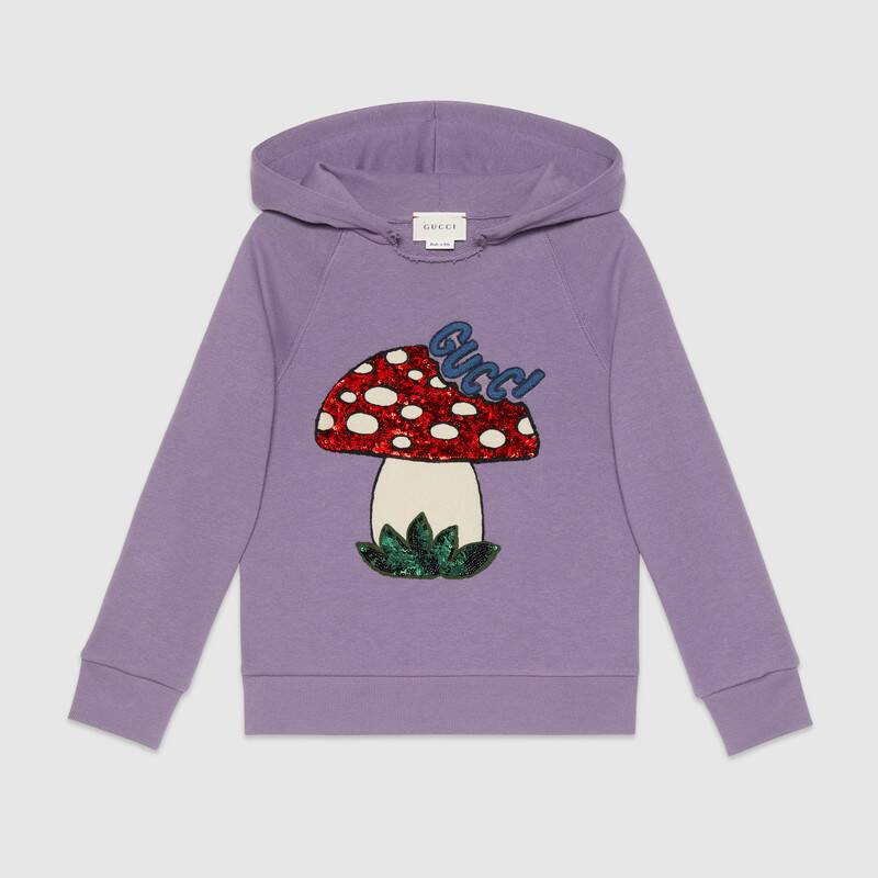 Girls Purple Embroidered Cotton Sweatshirt