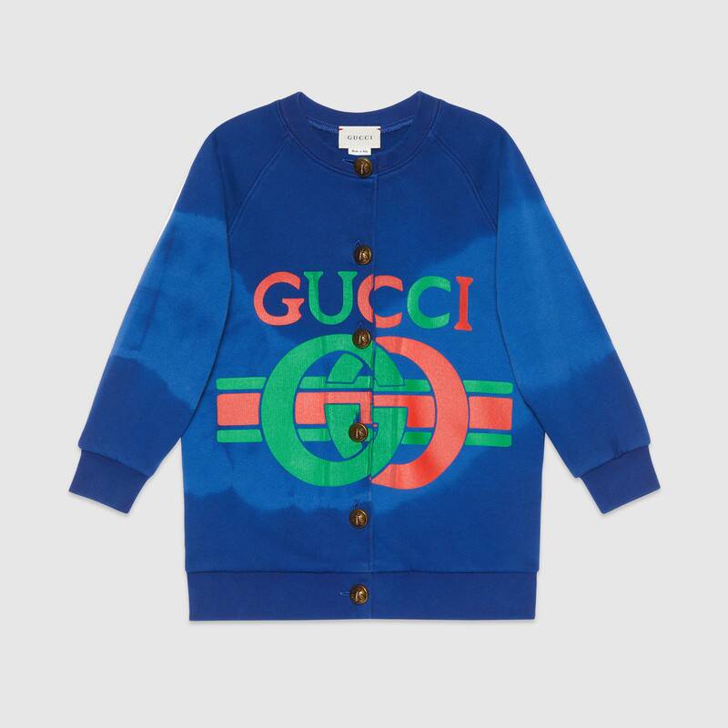 Girls Blue Logo Cotton Cardigan