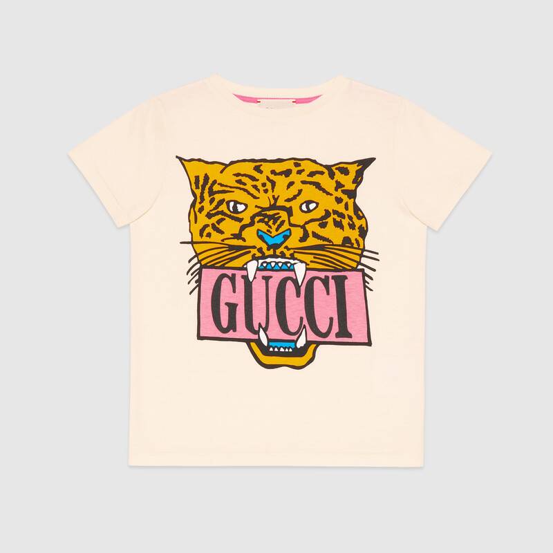 Girls White Gucci Tiger Cotton T-shirt