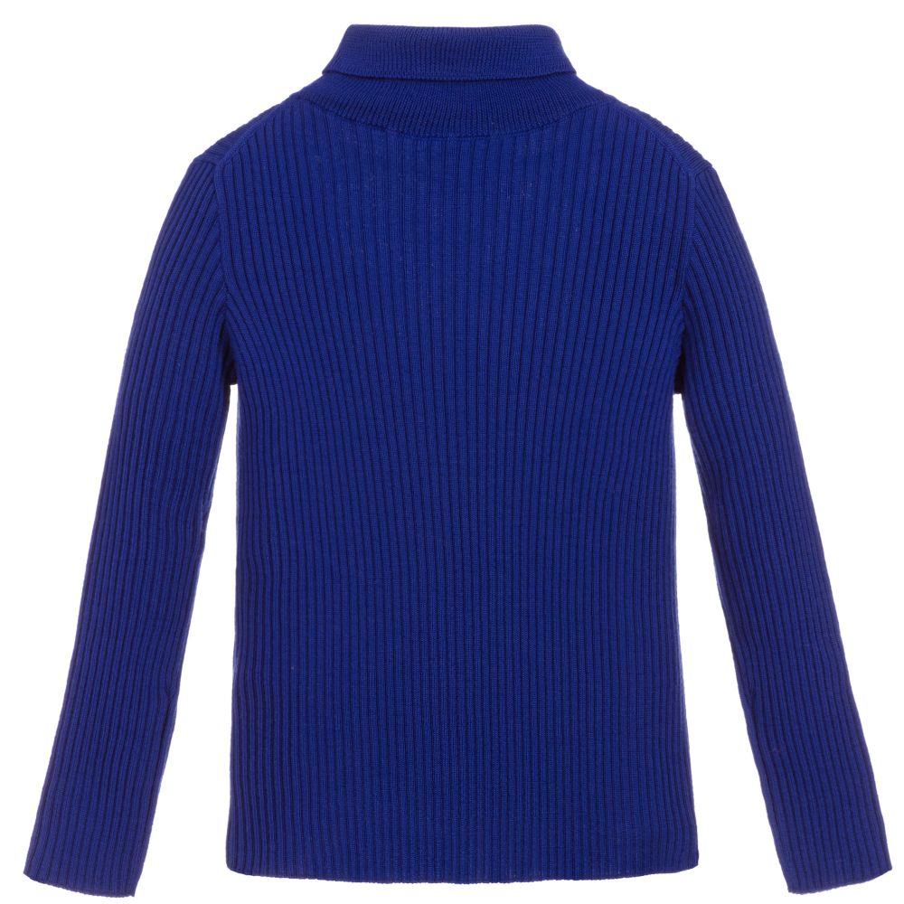 Girls Blue GG Roll Neck Sweater