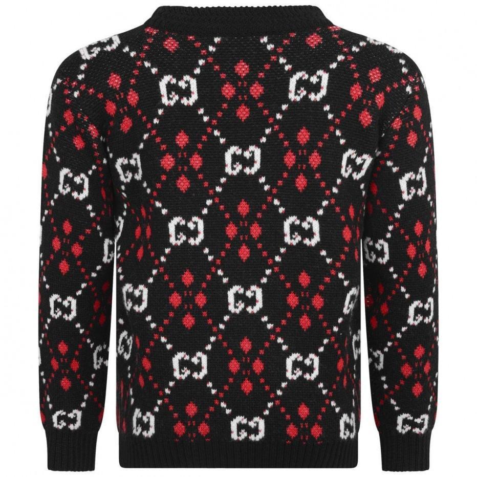 Boys Black & Red Logo Cotton Sweater