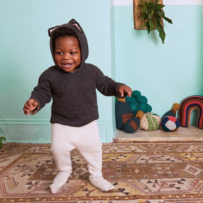 Baby Black Alpaca Hooded Sweatshirt With Little Ears - CÉMAROSE | Children's Fashion Store - 2
